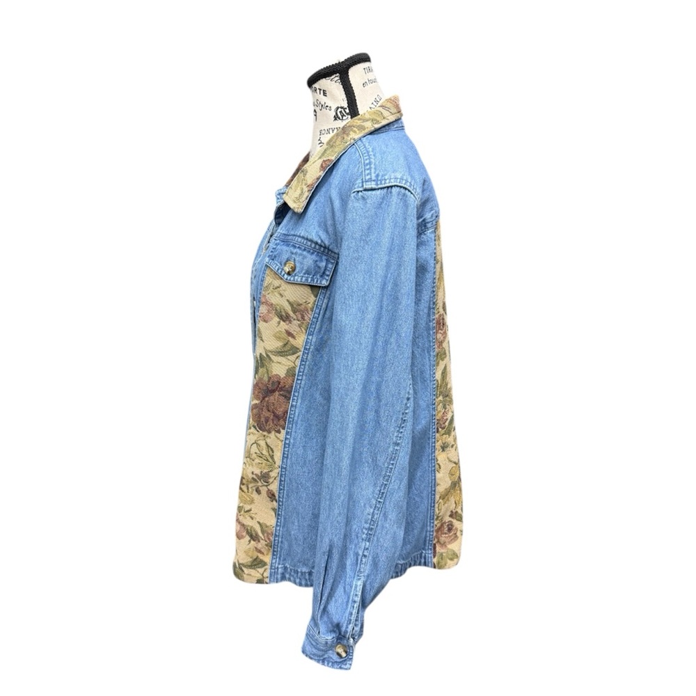 Floral Tapestry Patchwork Denim Jacket - image 4